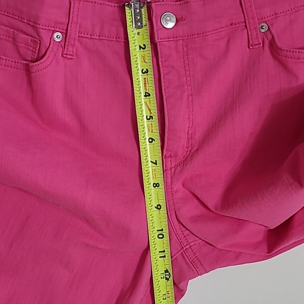 Crown & Ivy Hot Pink High-Rise Skinny Crop Pants with Ruffled Ankle Detail - 16 - Picture 9 of 9